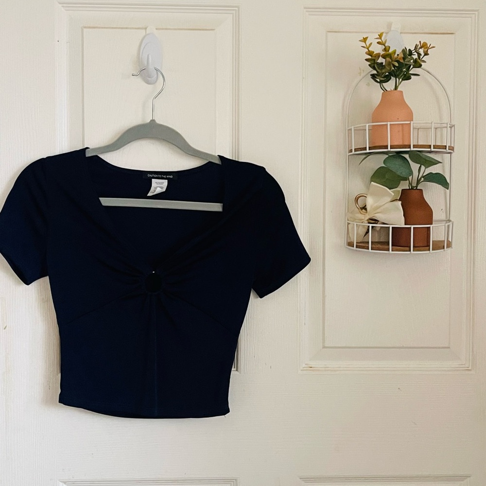 Elegant Navy Blue Women's Crop Top